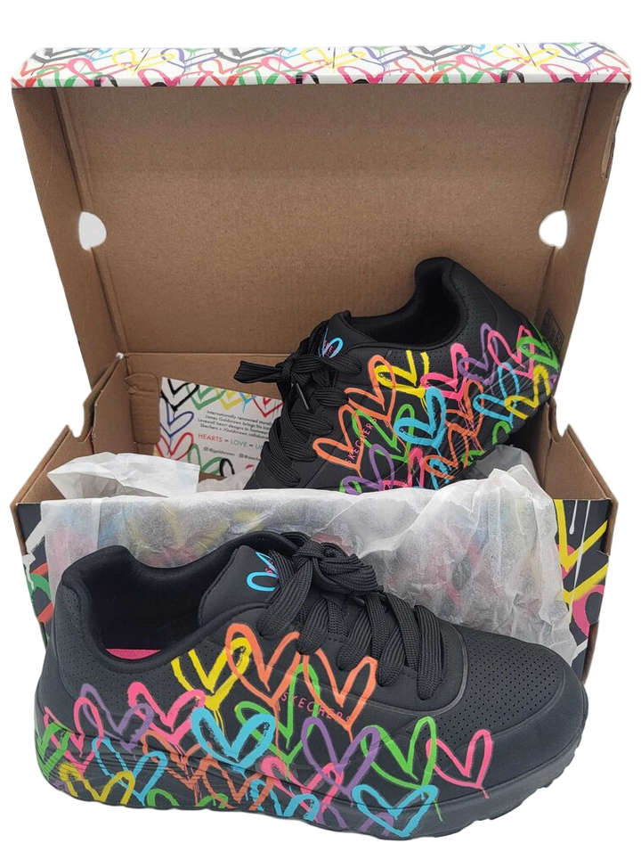 Lace Up Sneakers/Rainbow Hearts