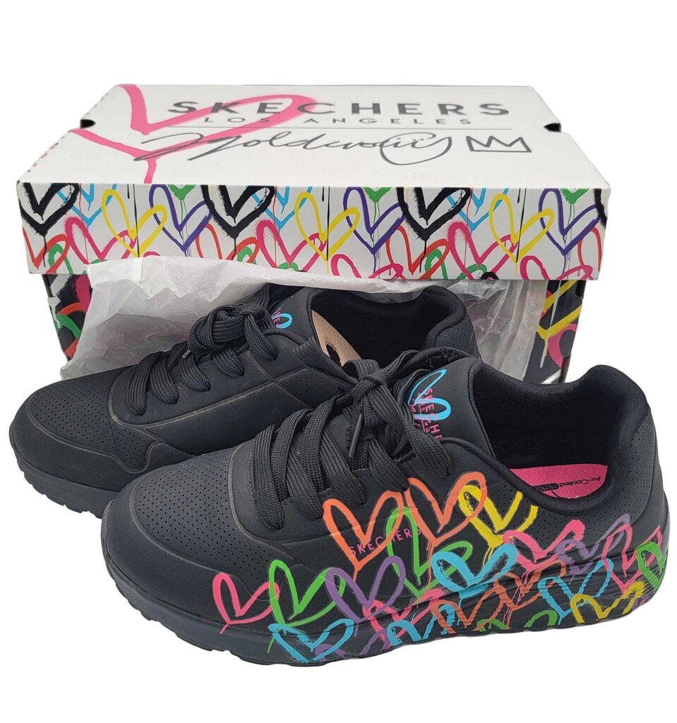 Lace Up Sneakers/Rainbow Hearts