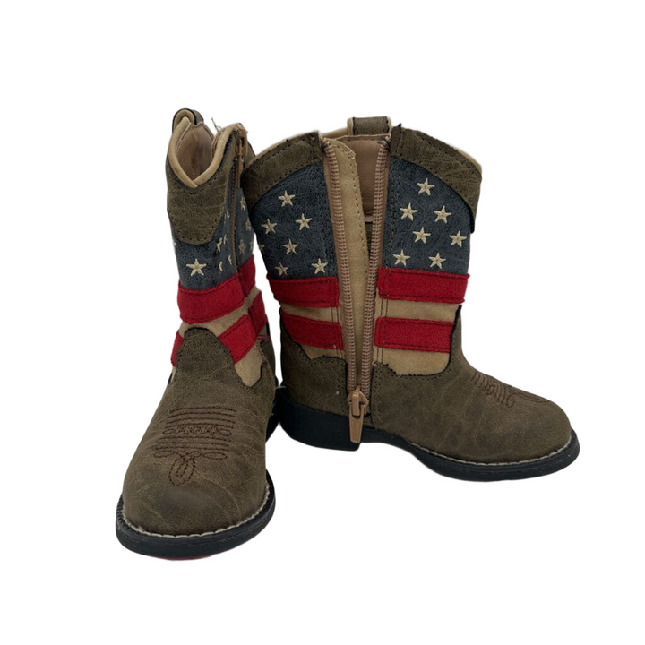 Zip Up Cowboy Boots / American Flag