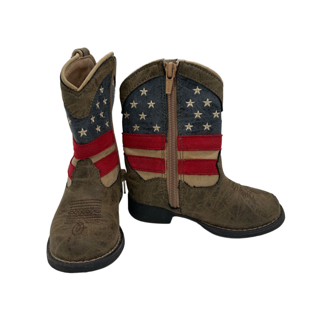 Zip Up Cowboy Boots / American Flag