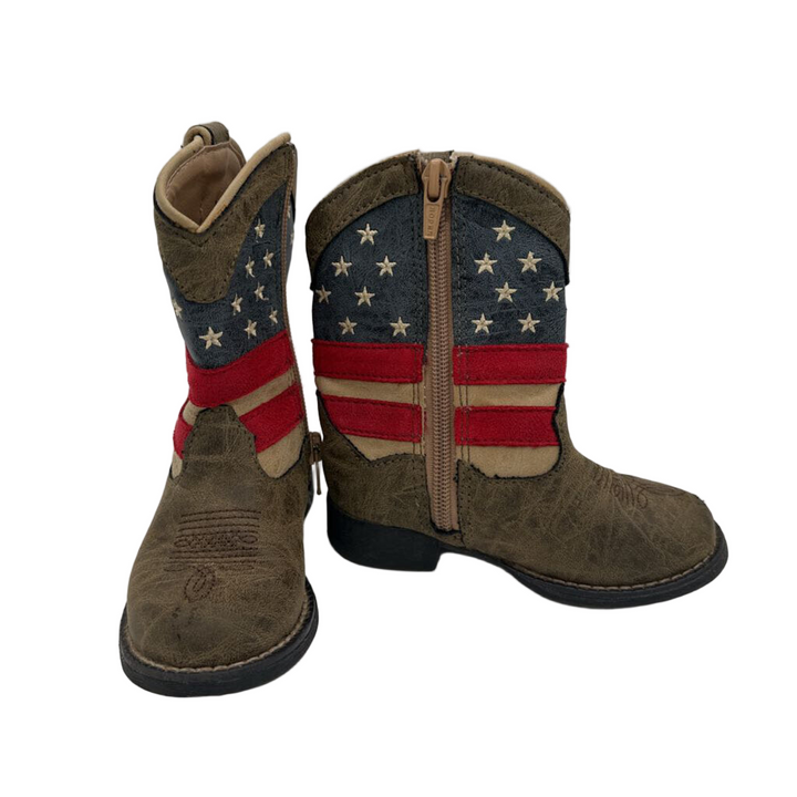 Zip Up Cowboy Boots / American Flag