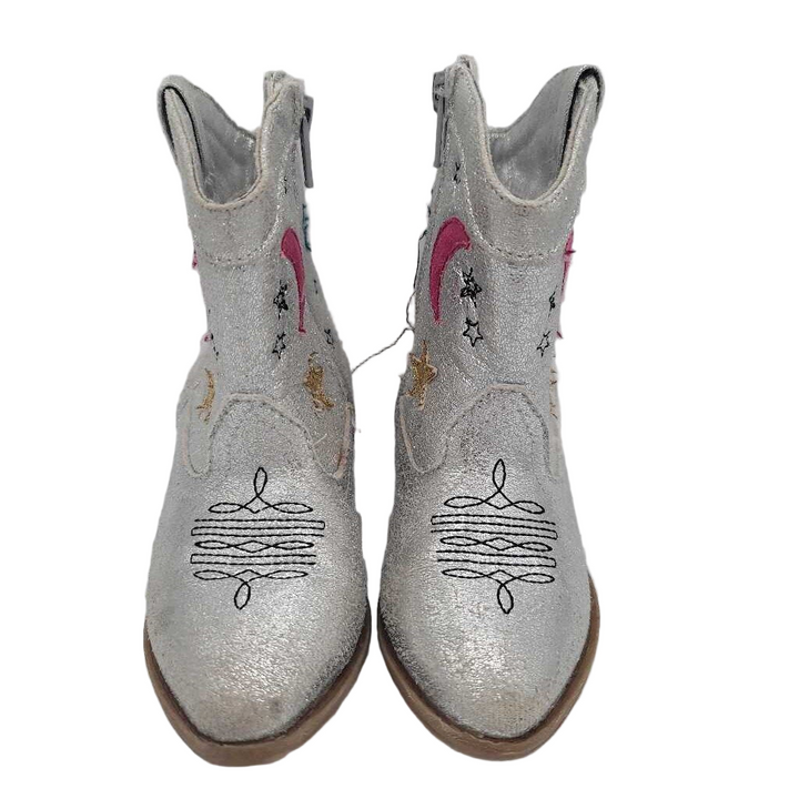 Zip Up Silver Cowgirl Boots / Stars