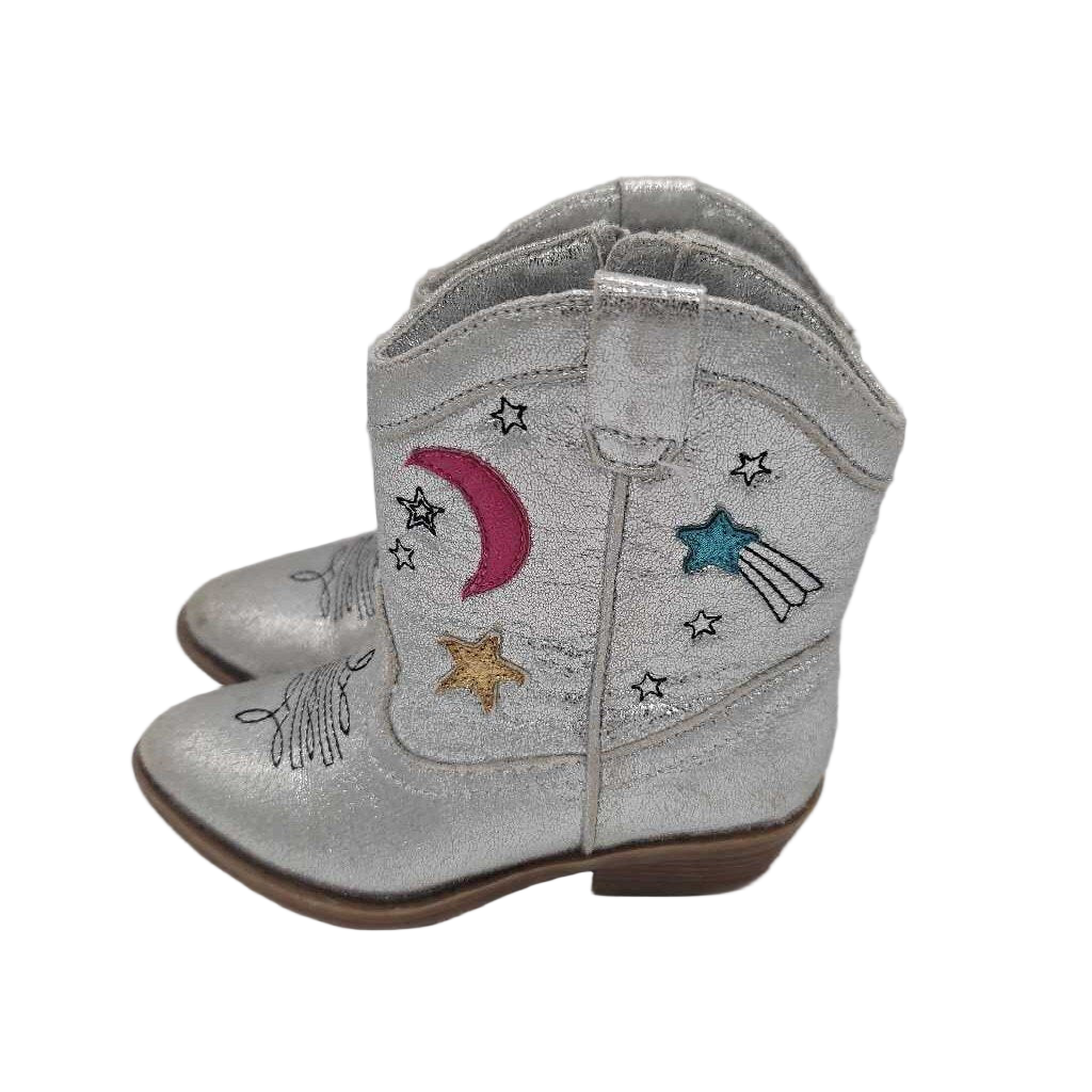 Zip Up Silver Cowgirl Boots / Stars