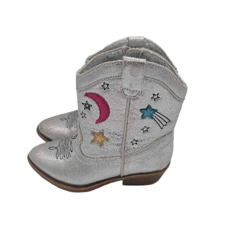 Zip Up Silver Cowgirl Boots / Stars