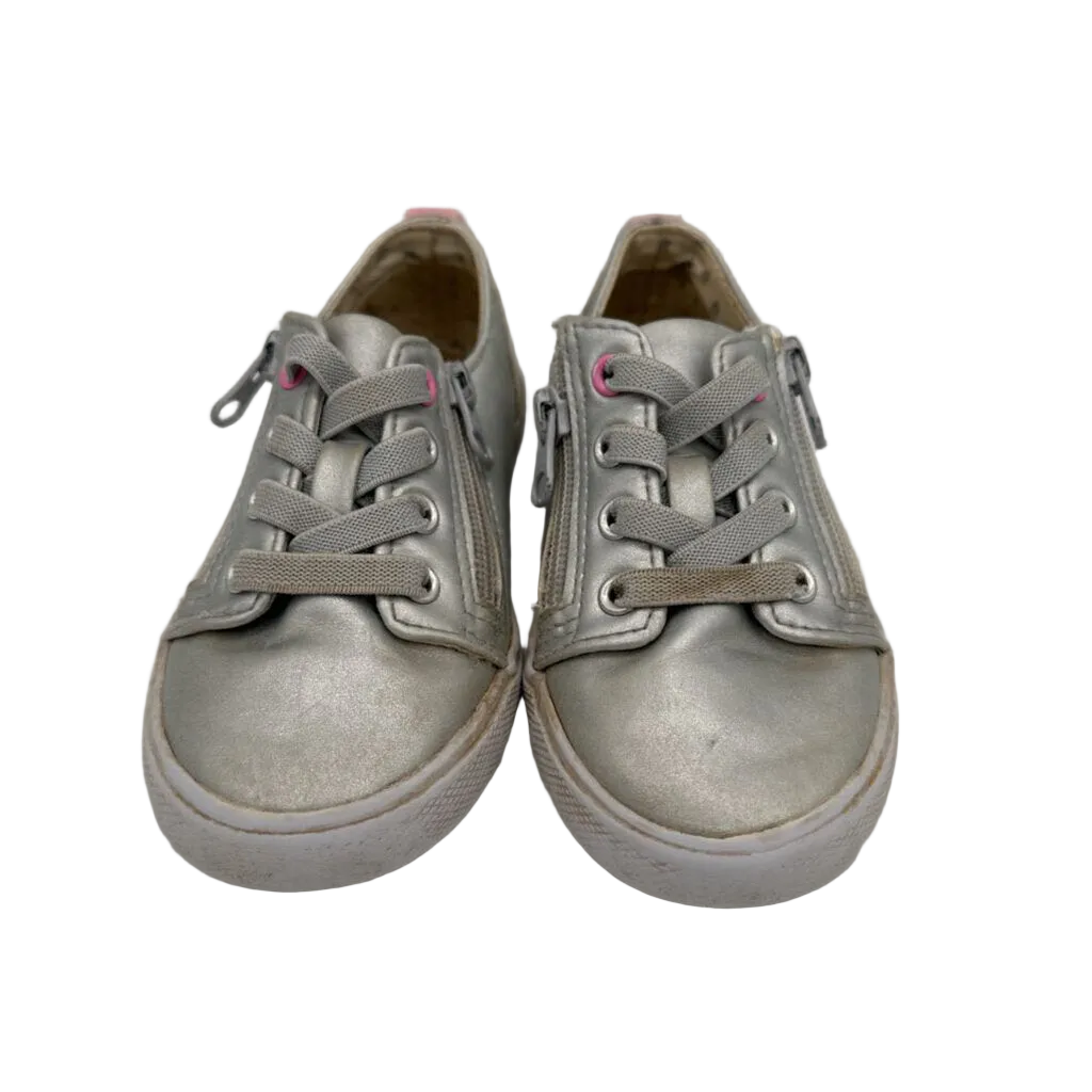 Slip on Tennis Shoes/Zip Side/Metallic