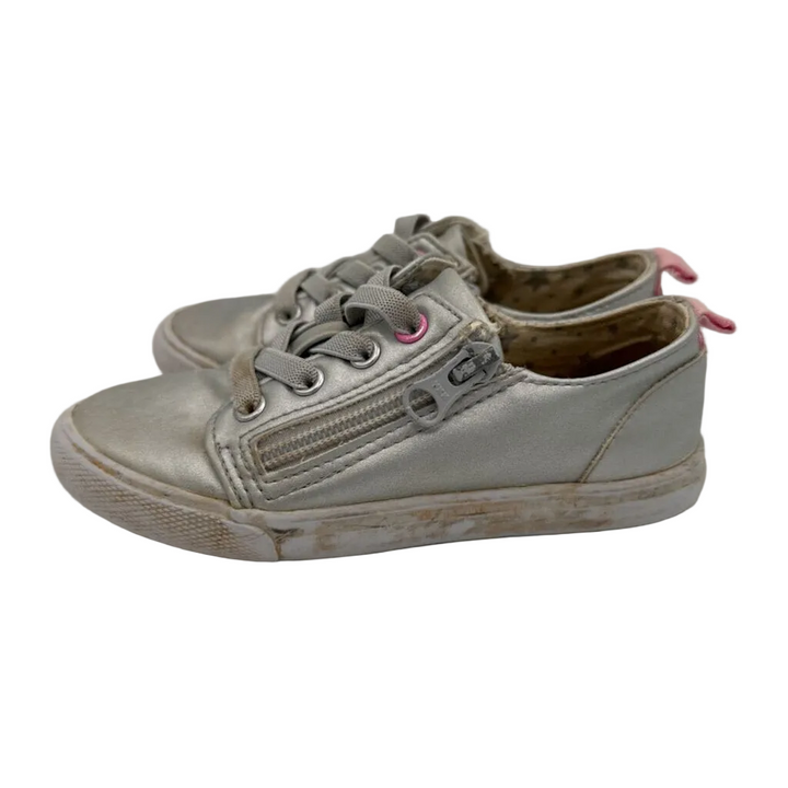 Slip on Tennis Shoes/Zip Side/Metallic