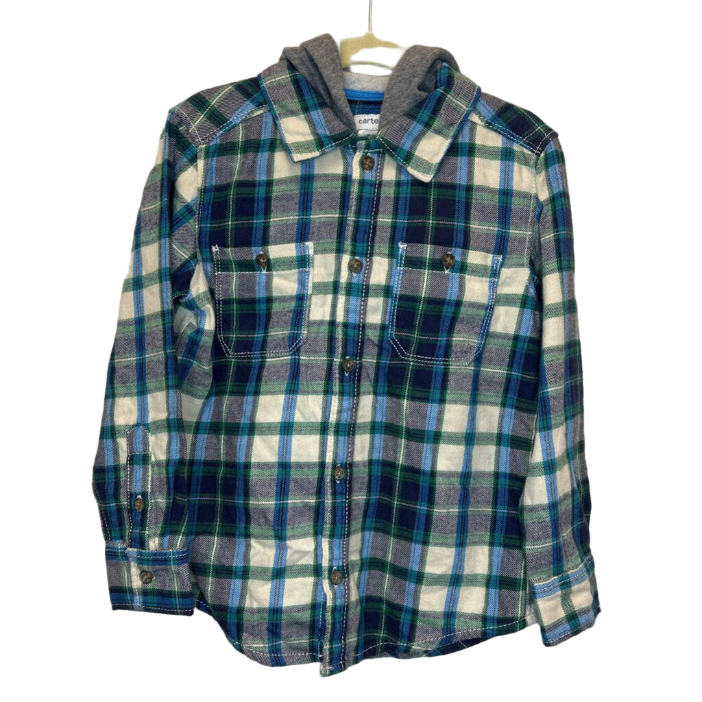 OT LS Hooded Button-Down Flannel/Plaid