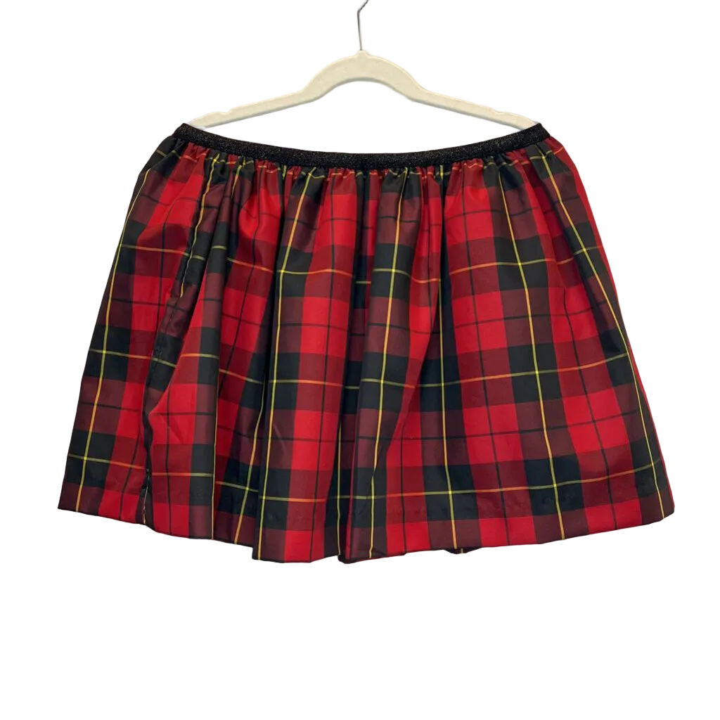 Elastic Waist Skirt/Plaid