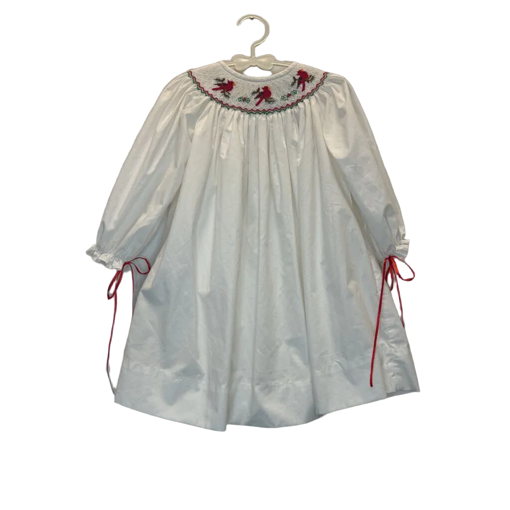 LS Smocked Holiday Dress/Cardinals