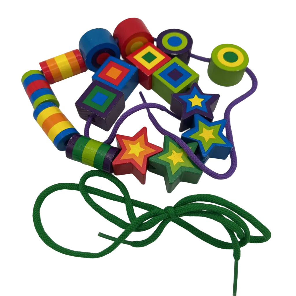 Deluxe Wooden Lacing Beads/Colorful Shapes