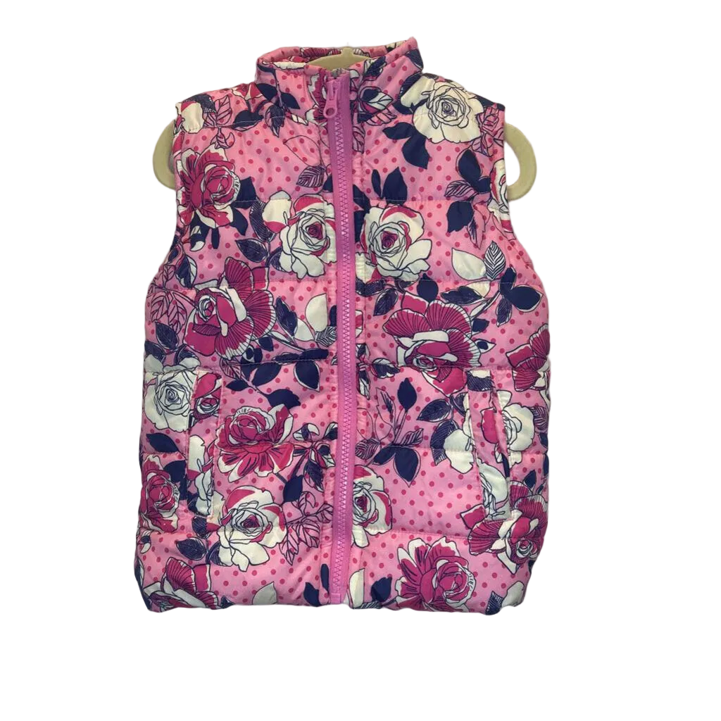 Zip Up Puffer Vest / Flowers