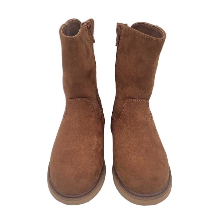 Mid Calf Boots/ Faux Suede Zipper
