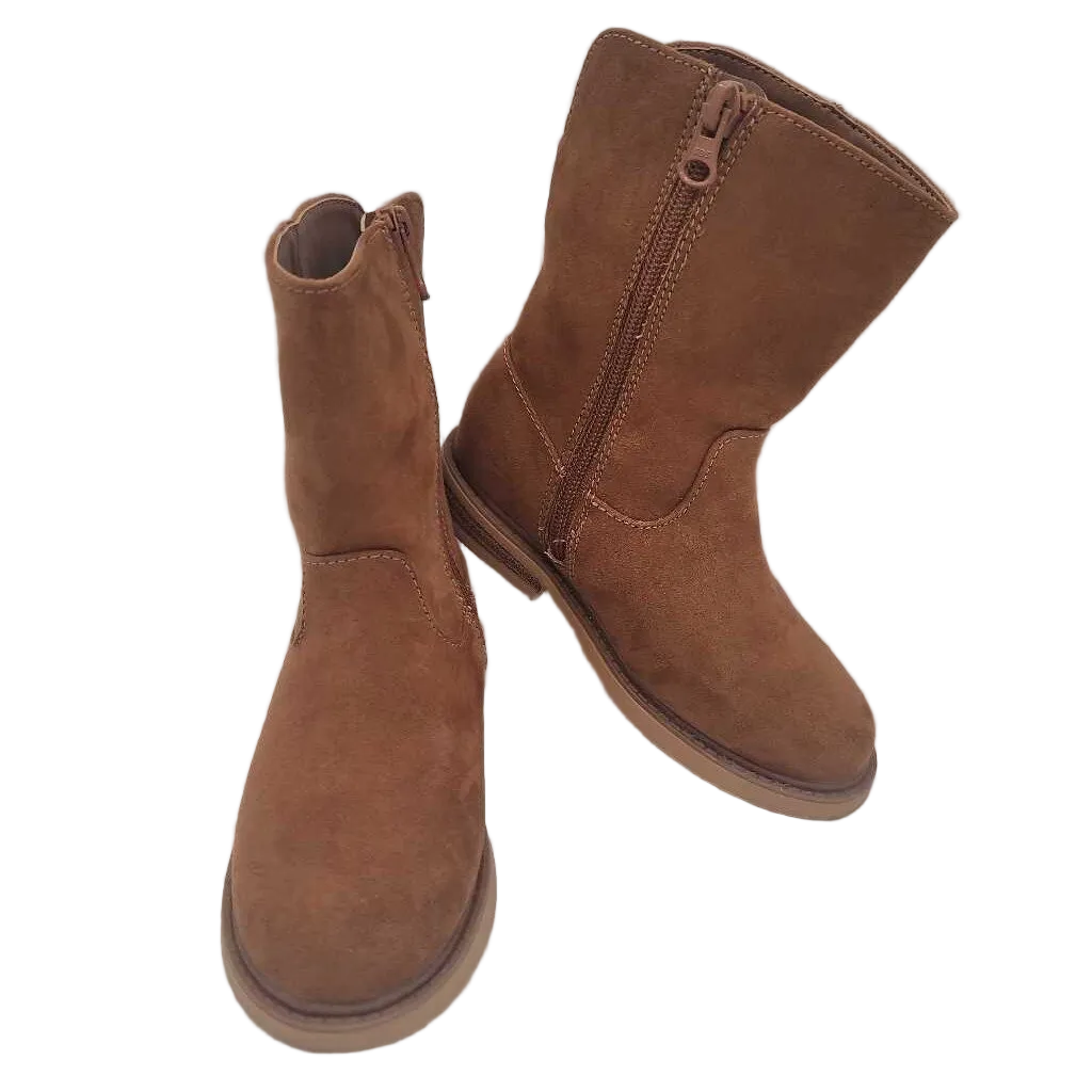 Mid Calf Boots/ Faux Suede Zipper