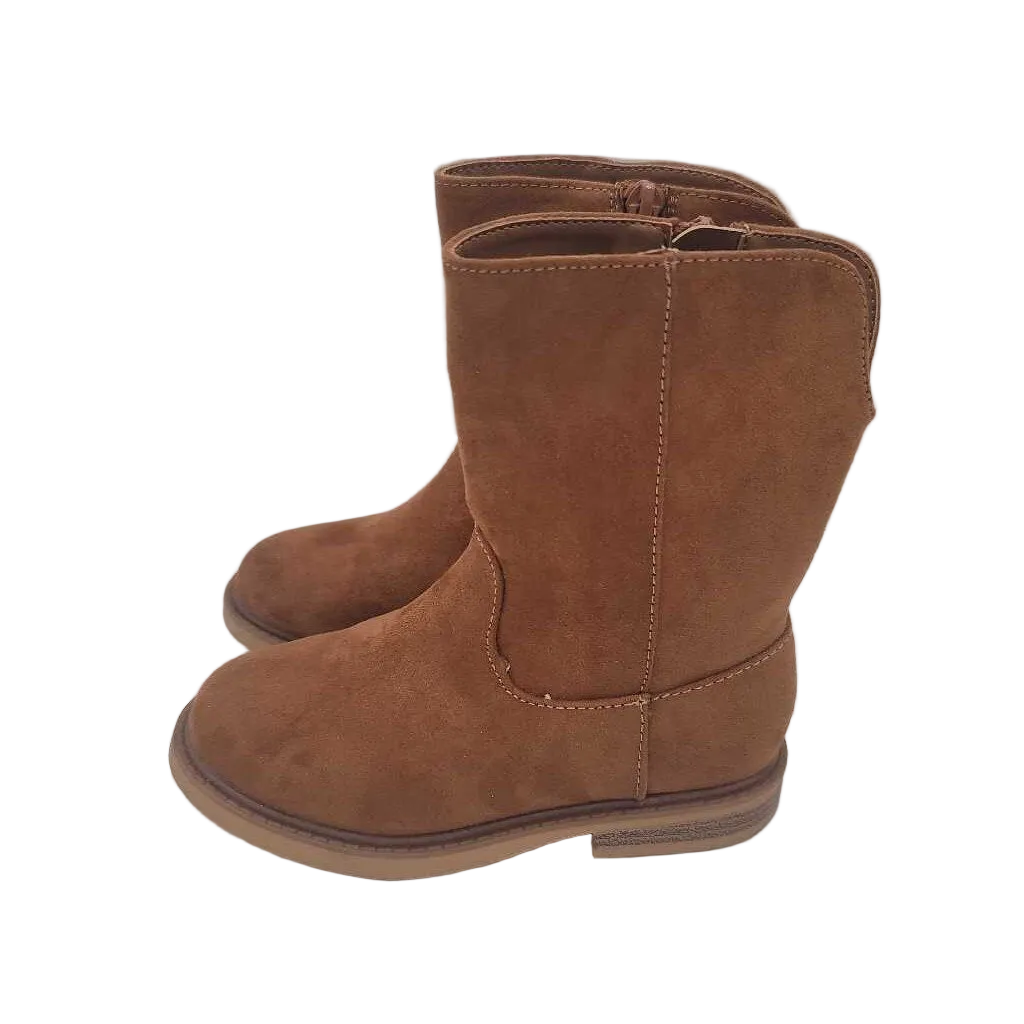 Mid Calf Boots/ Faux Suede Zipper