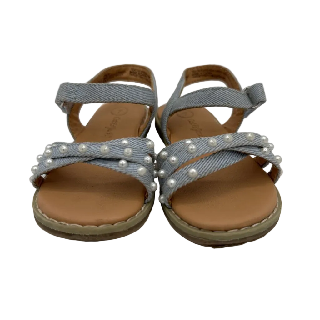 Strap Sandals with Pearls/Velcro