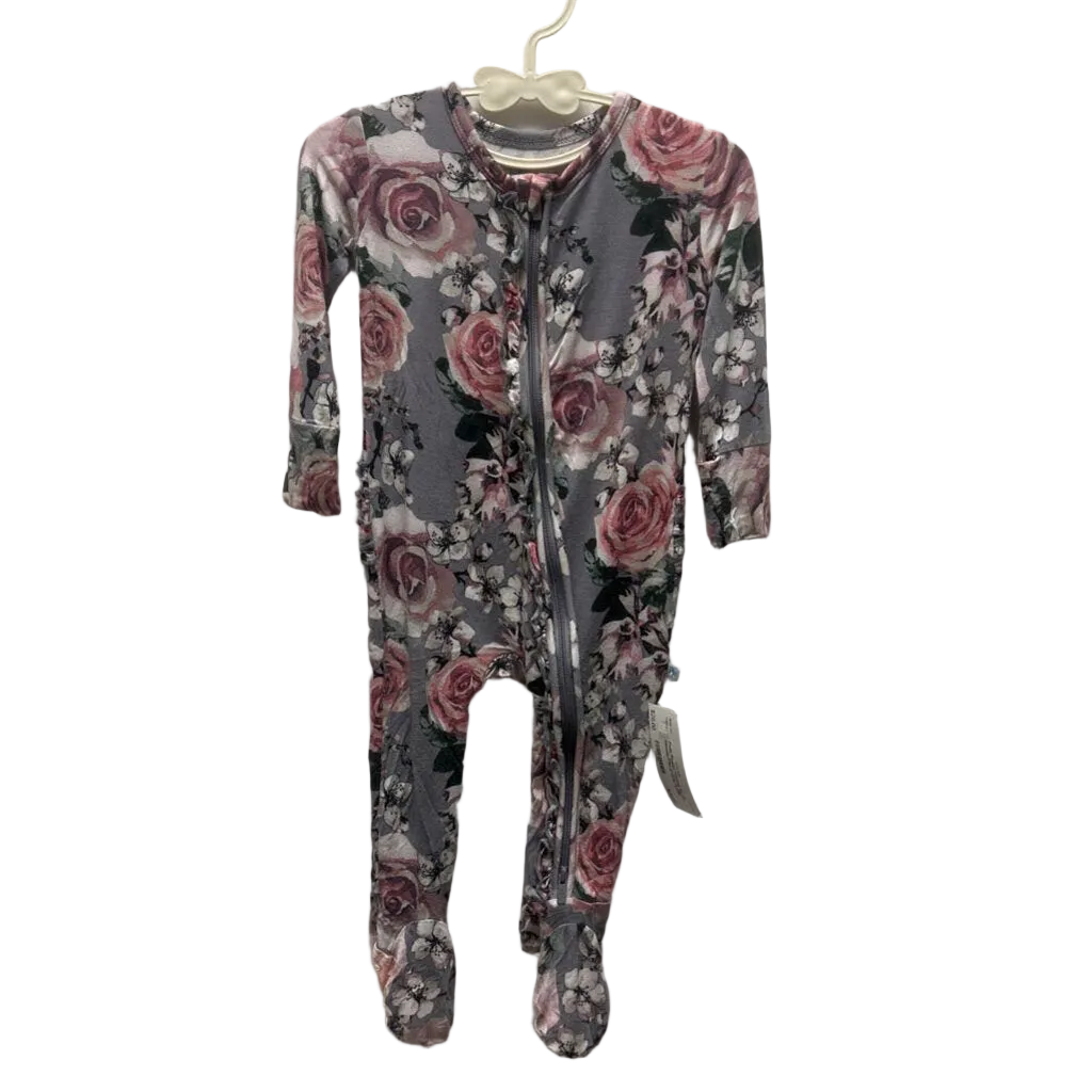 Footed Zip Up Onesie//Floral