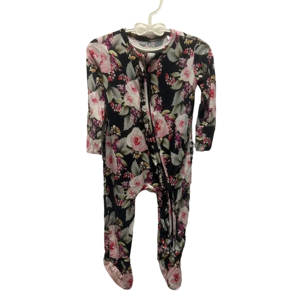 Footed Zip Up Onesie/Roses