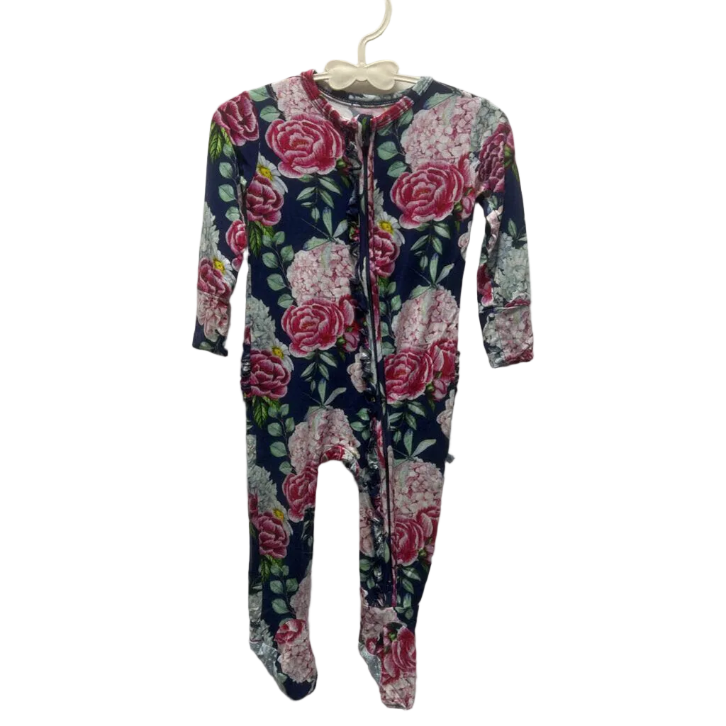 Footed Zip Up Onesie/Hydrangea