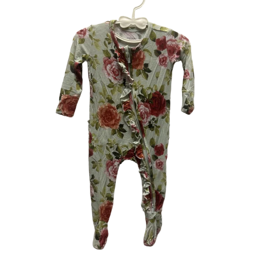 LS Footed Onesie/Flowers