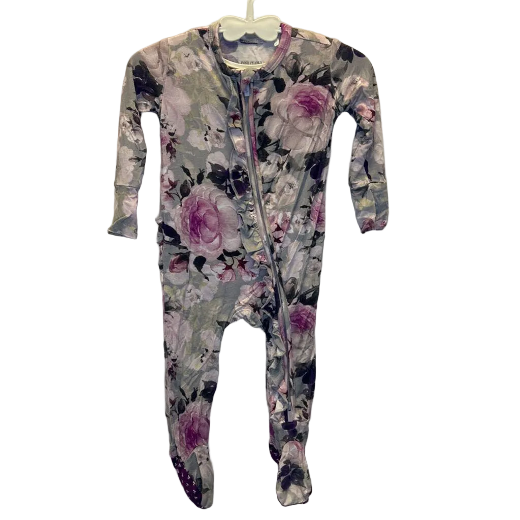 LS Footed Onesie / Flowers