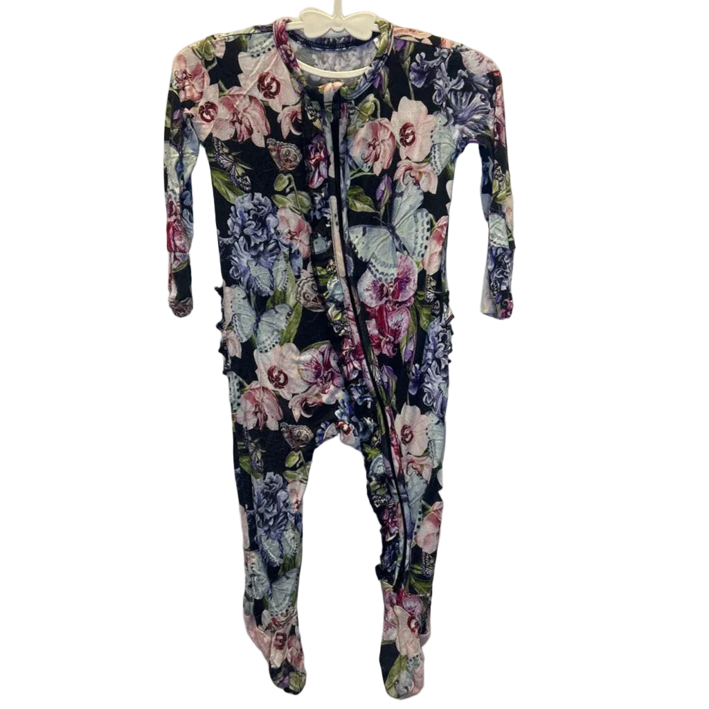LS Footed Onesie / Flowers
