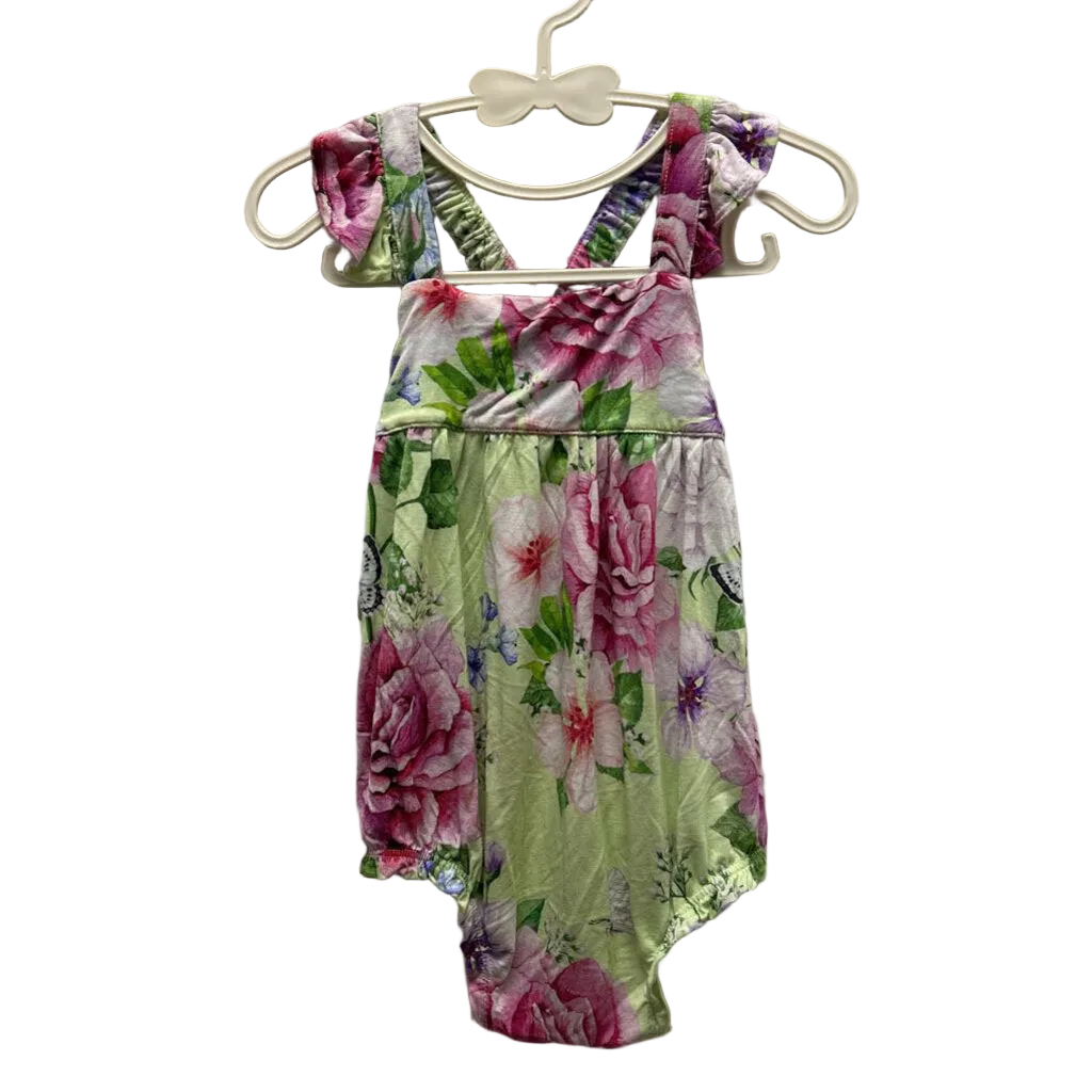Cross Back Romper / Flowers