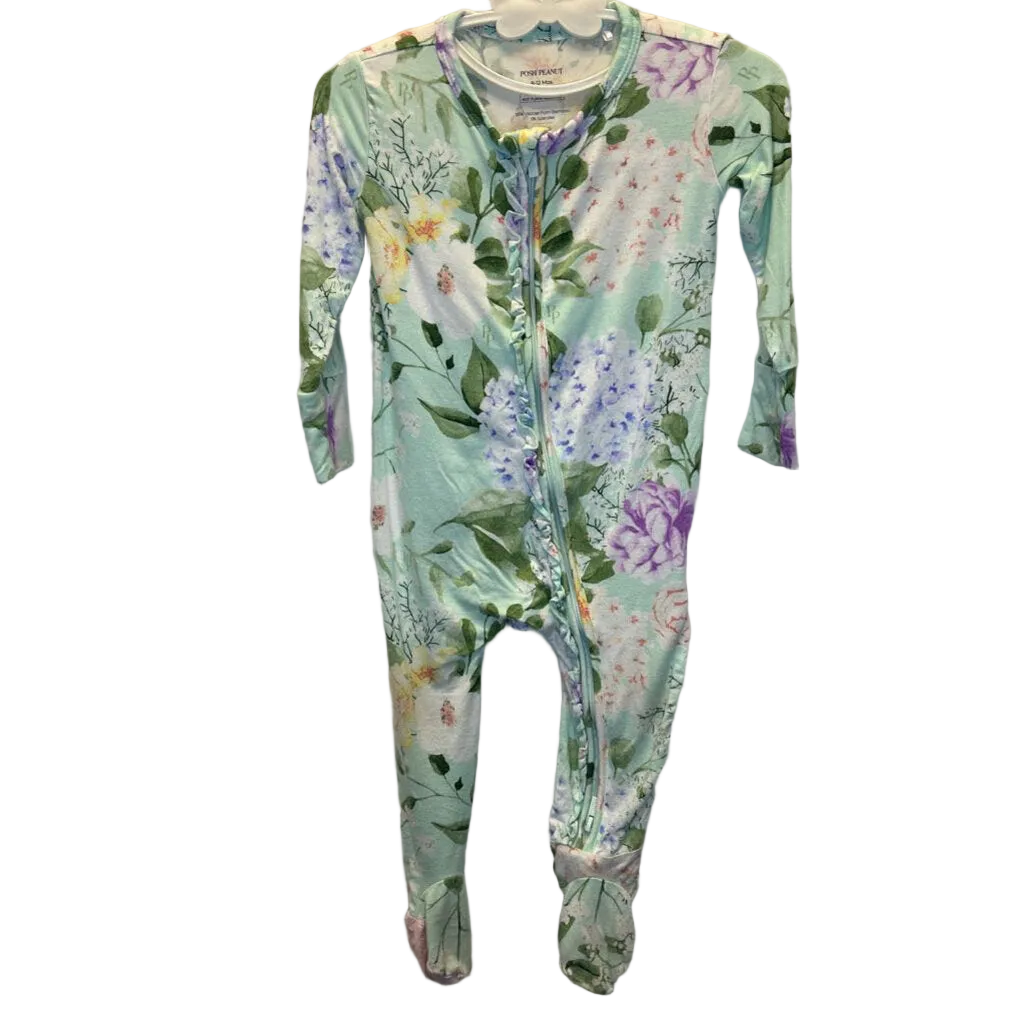 LS Footed Onesie / Flowers