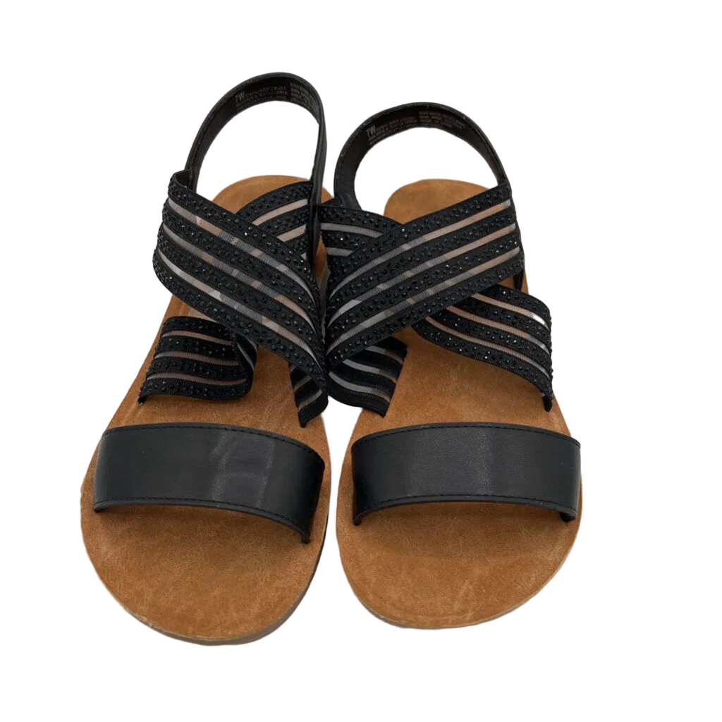 Elastic Strap Sandals / Rhinestones