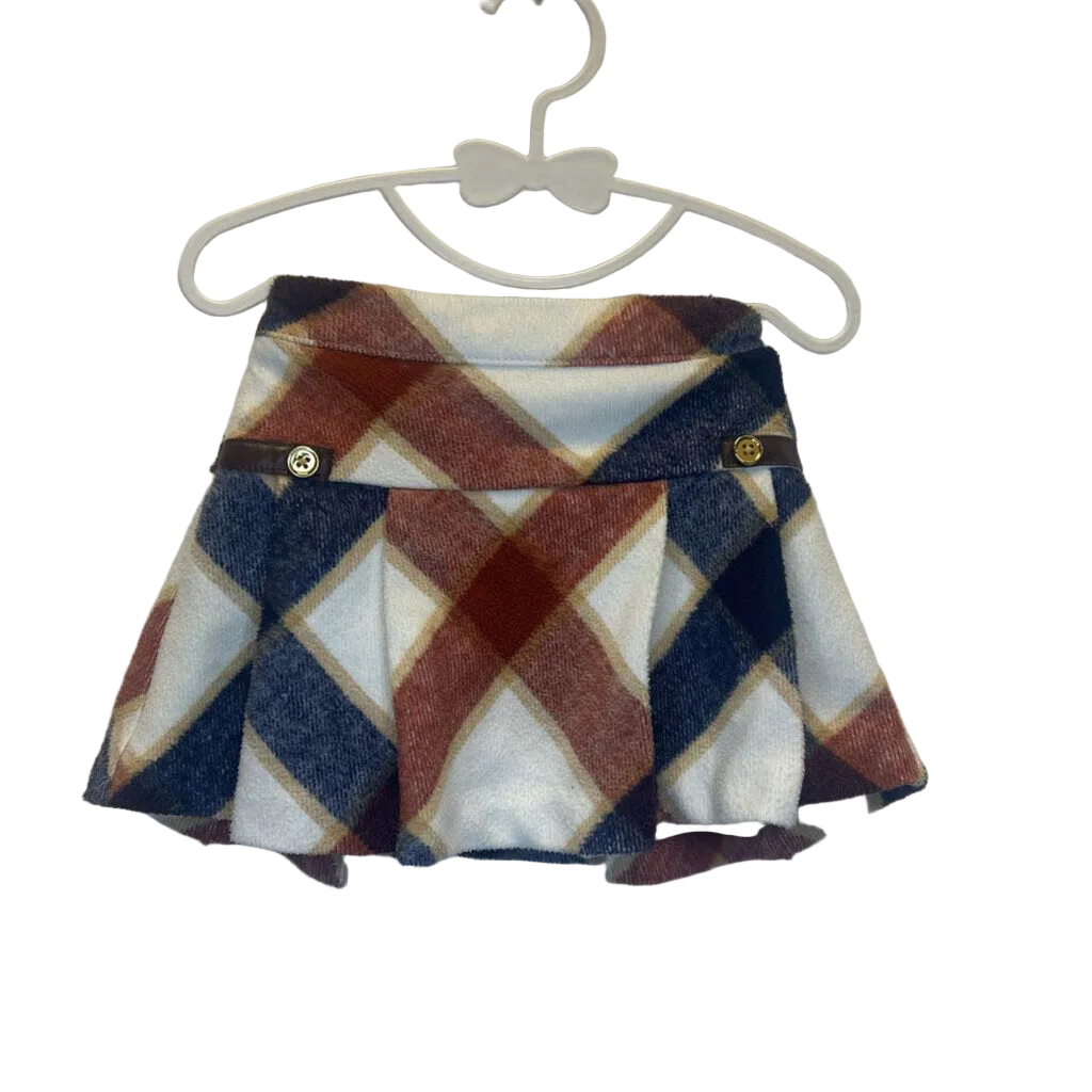 Elastic Waist Skirt/Plaid