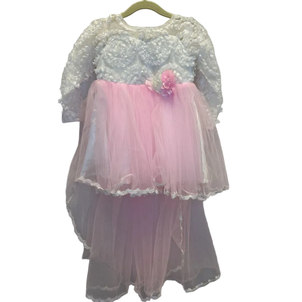LS Floral Lace Dress/High-Low Tulle SKirt