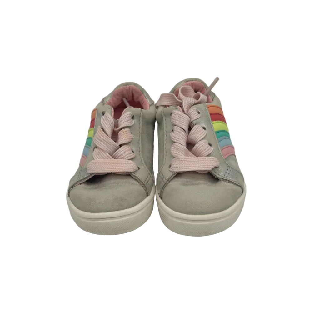 Lace Up Tennis Shoes/Rainbow Stripe
