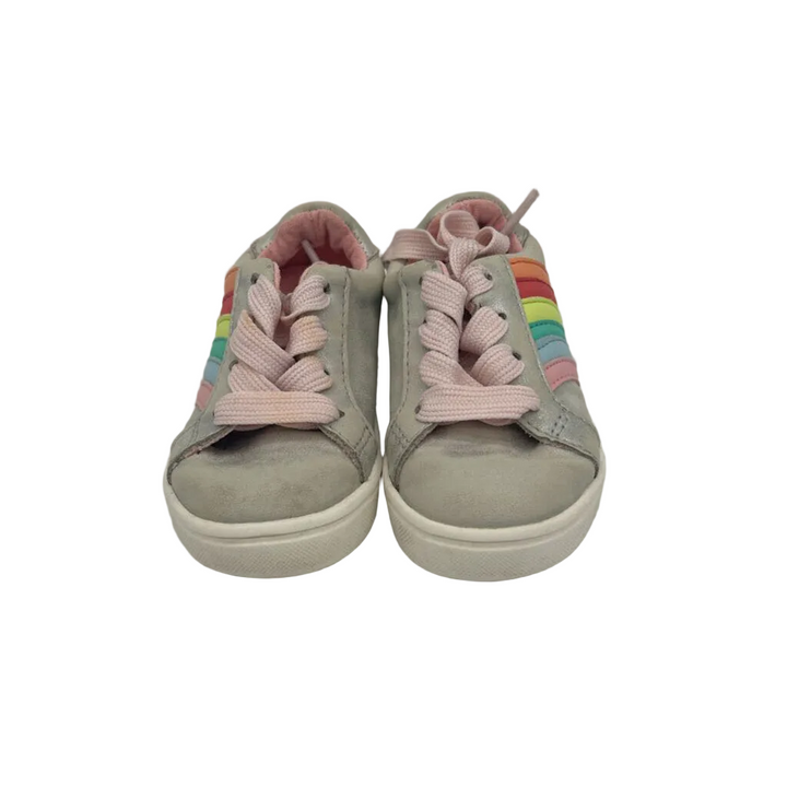 Lace Up Tennis Shoes/Rainbow Stripe