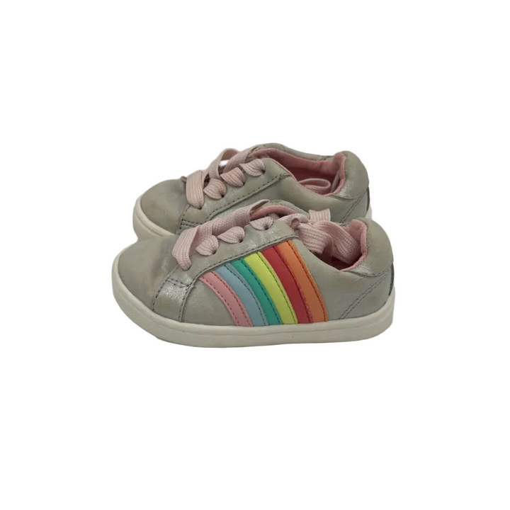 Lace Up Tennis Shoes/Rainbow Stripe