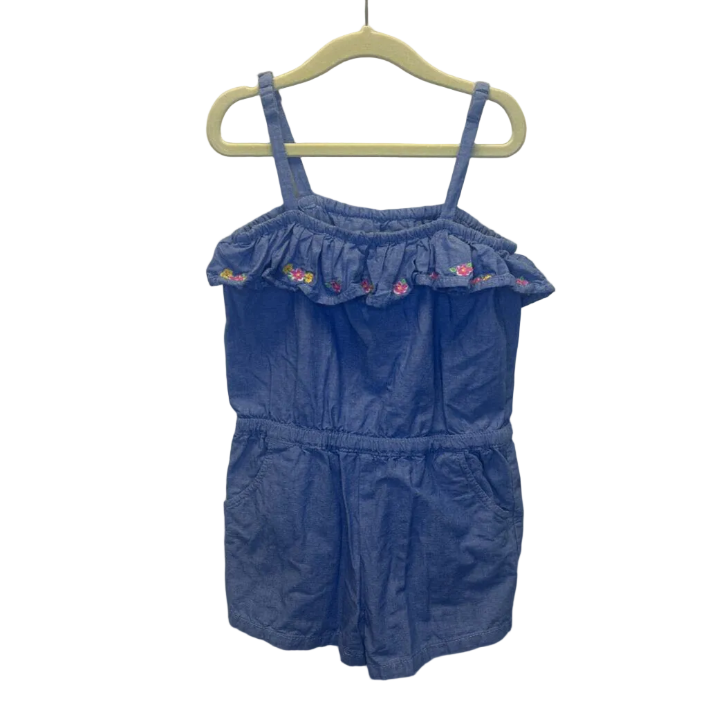Tank Top Ruffle Neck Romper/Flowers