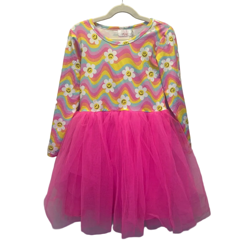 LS Tulle Dress/Rainbow Flowers