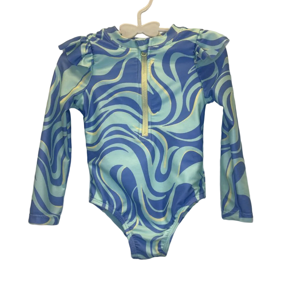 LS One Piece Bathing Suit/ Swirls