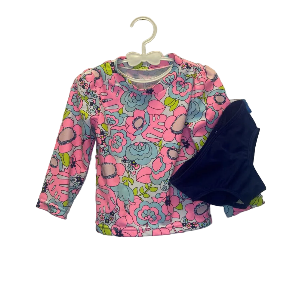 LS Rash Guard & Swim Bottoms / Flowers