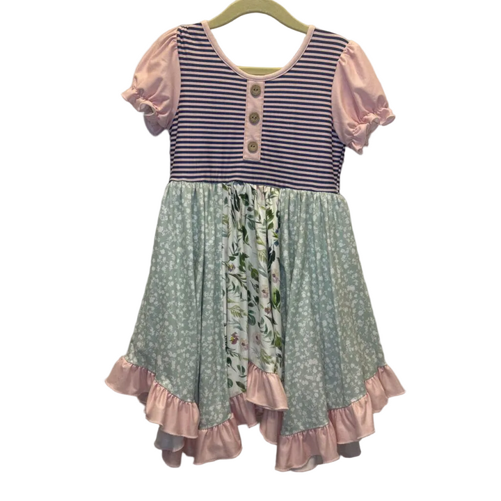 SS Twirl Dress / Striped/Floral