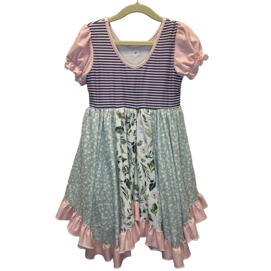 SS Twirl Dress / Striped/Floral