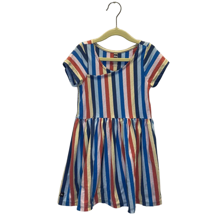 SS V Neck Dress / Stripes