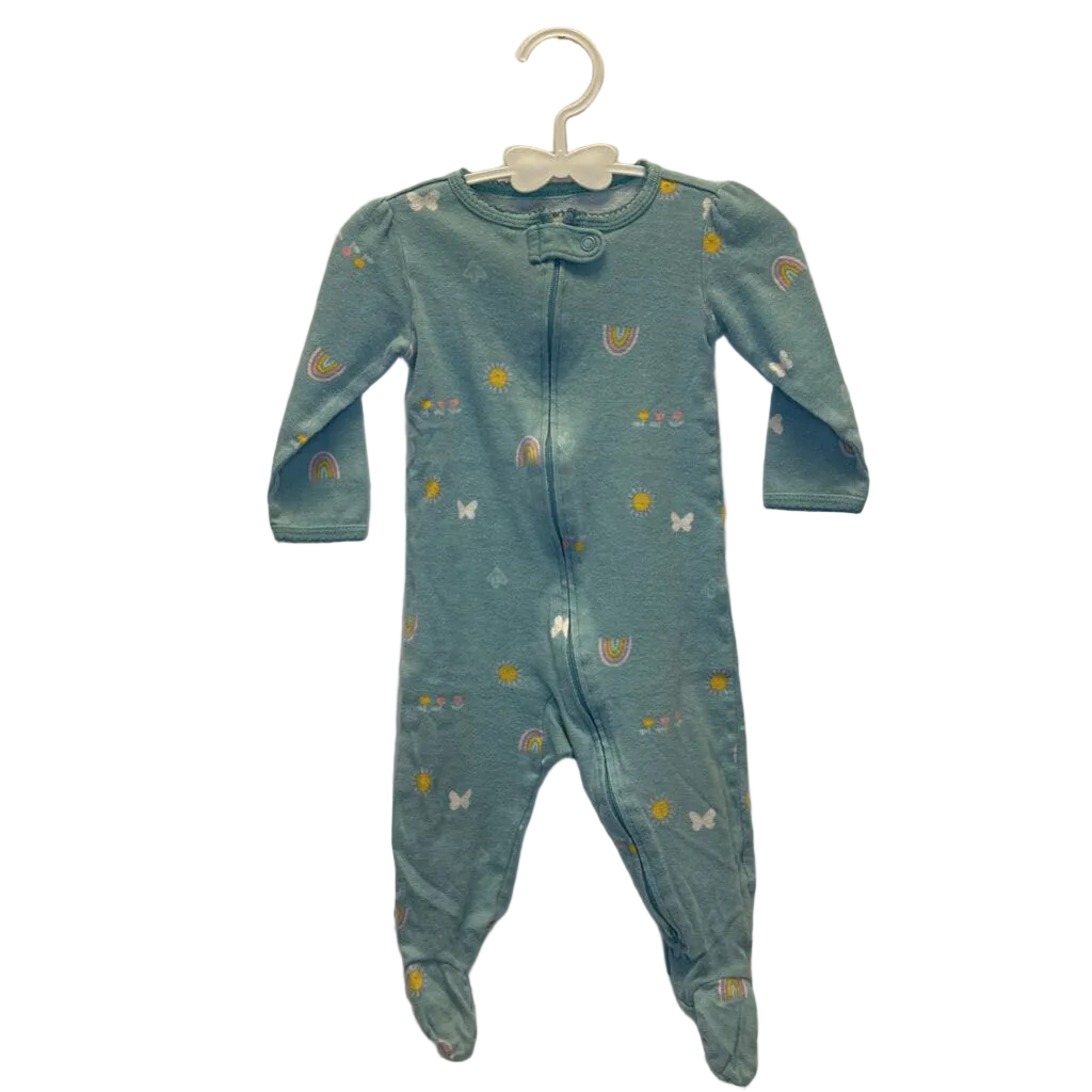 LS Footed Onesie / Rainbow + Butterflies