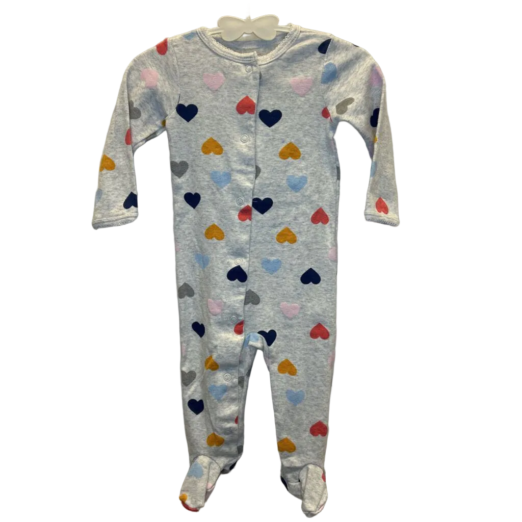 LS Footed Onesie / Hearts