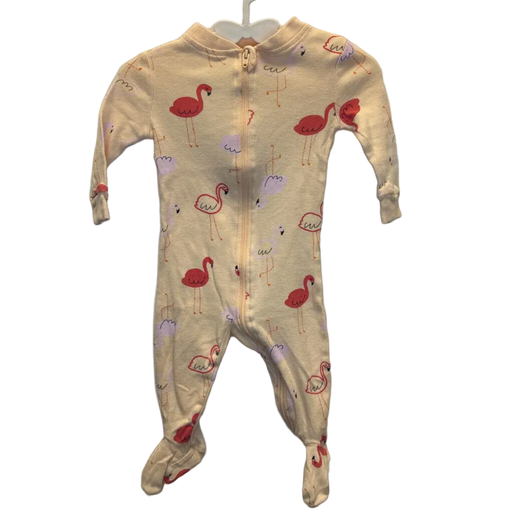 LS Footed Onesie / Flamingos