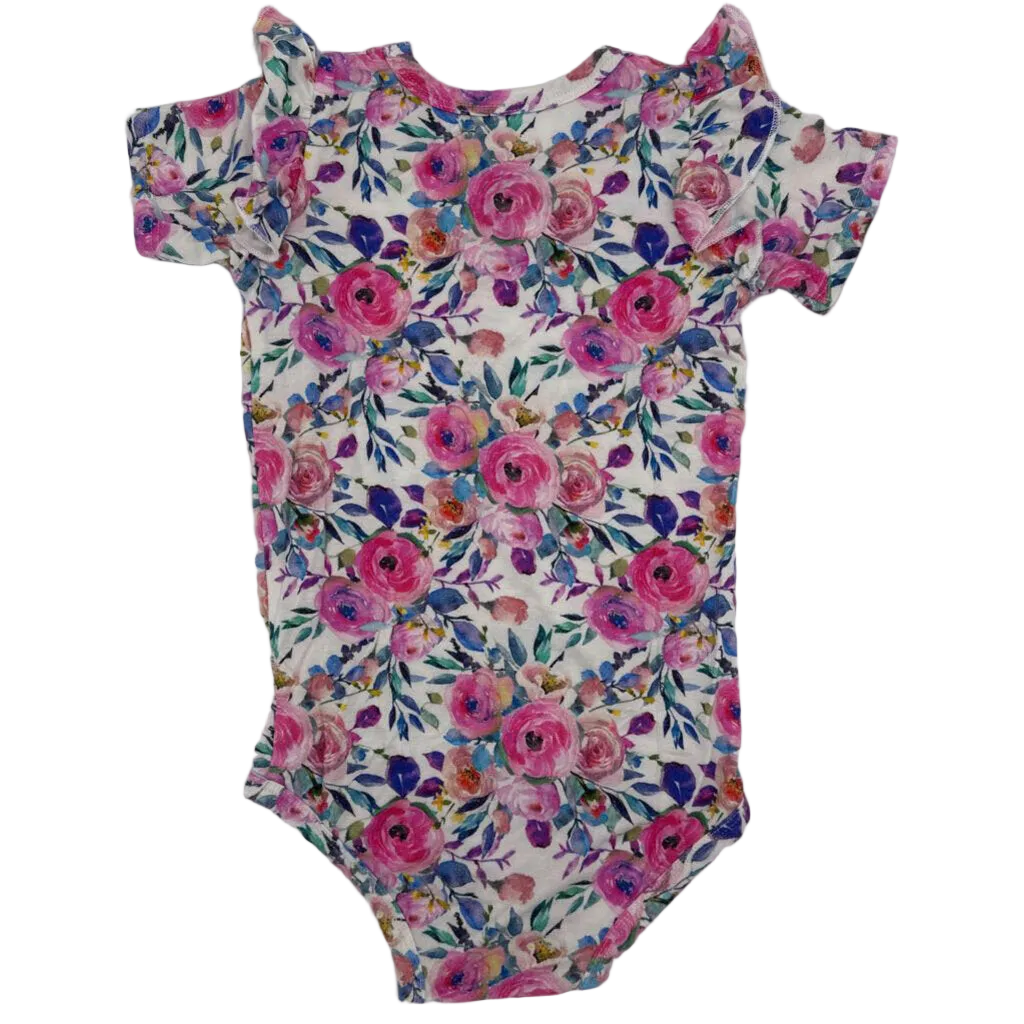 Ruffle Sleeve Onesie / Flowers
