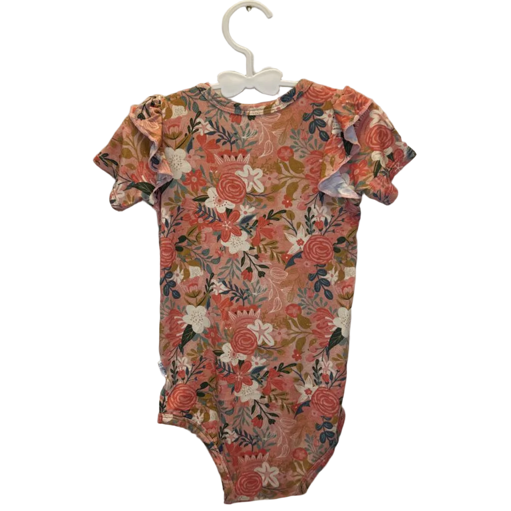 Ruffle Sleeve Onesie / Flowers