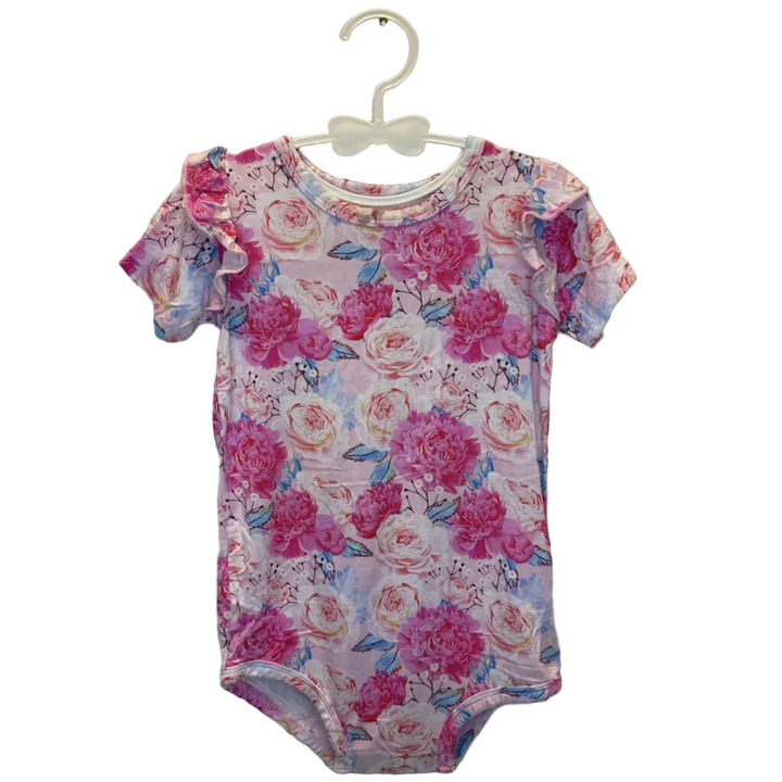 Ruffle Sleeve Onesie / Flowers