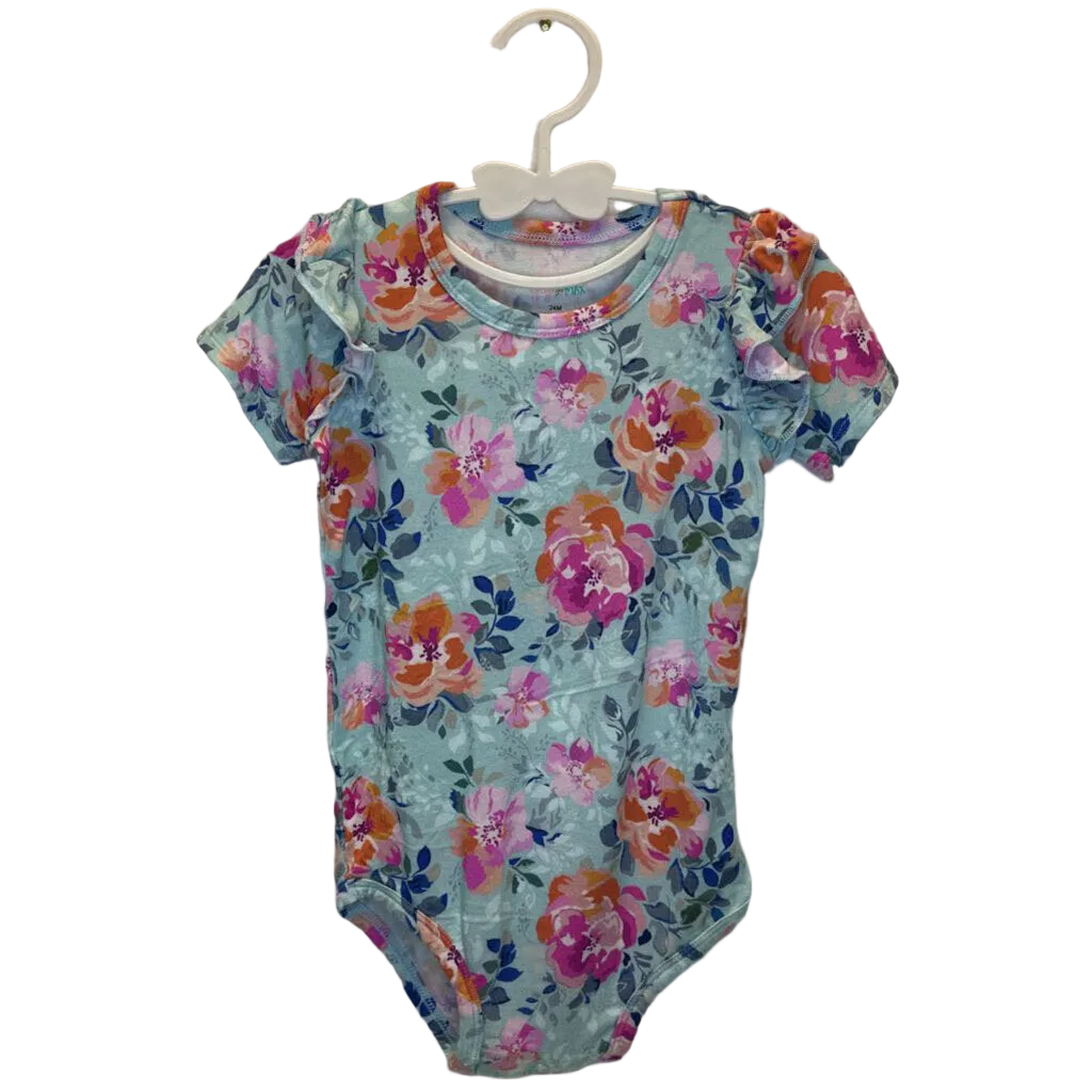 Ruffle Sleeve Onesie / Flowers