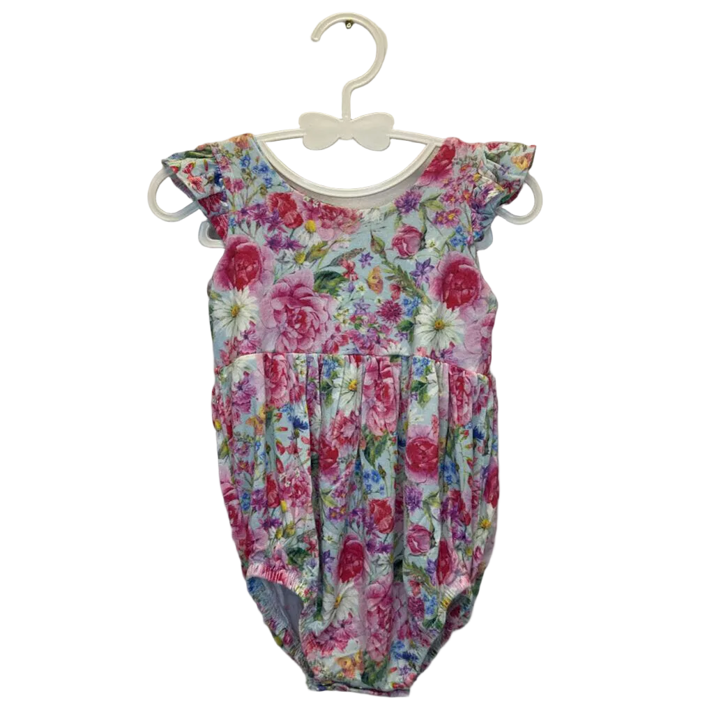 Ruffle Sleeve Onesie / Flowers