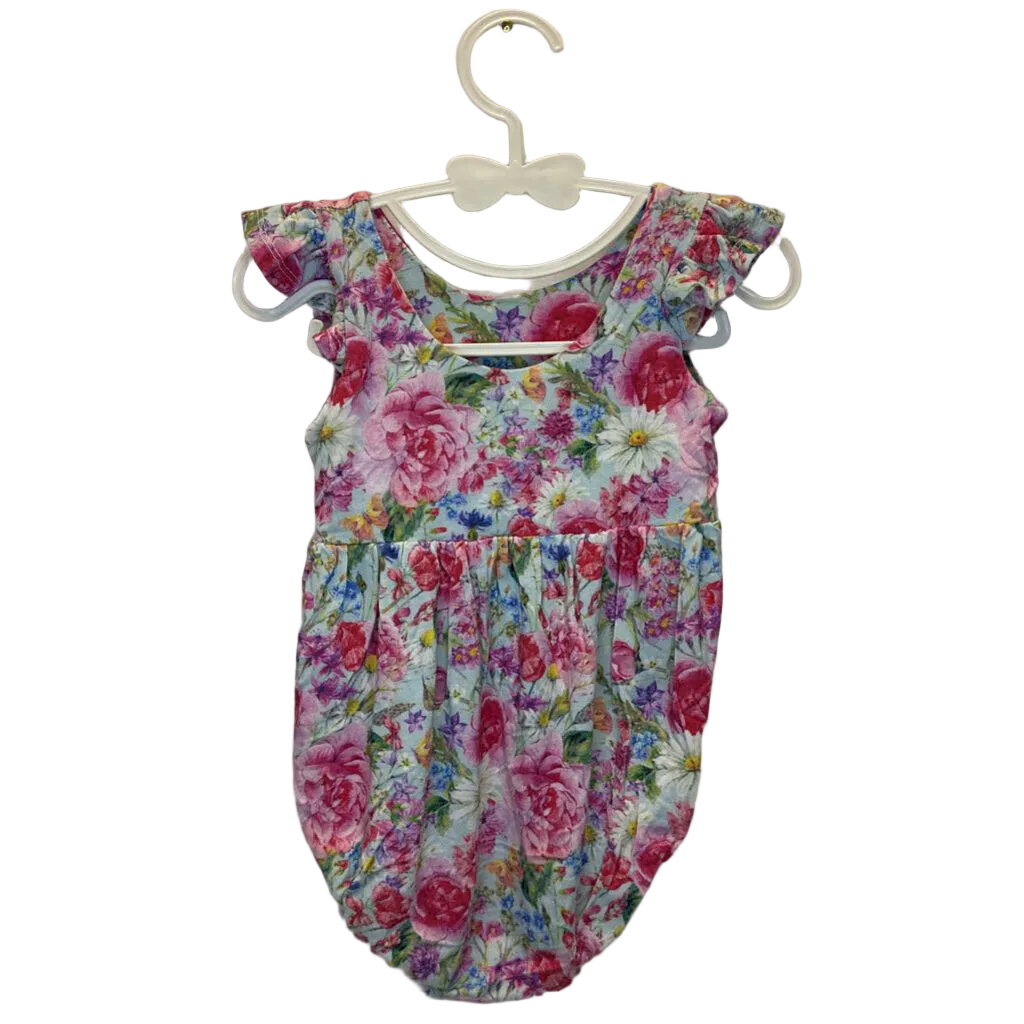 Ruffle Sleeve Onesie / Flowers