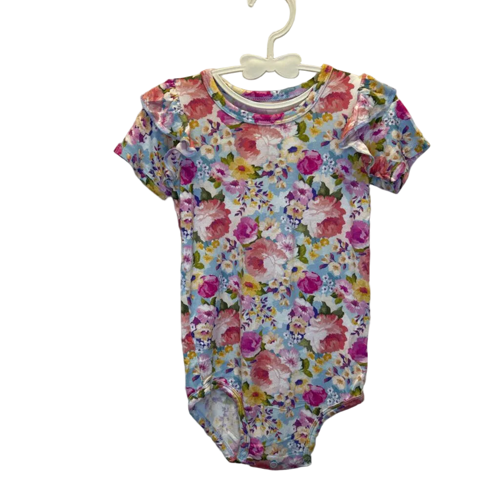Ruffle Sleeve Onesie / Flowers